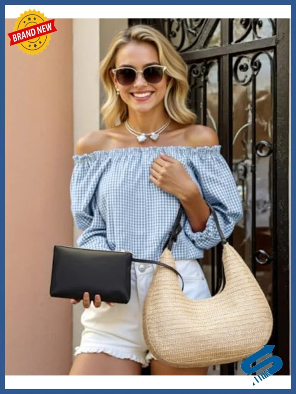 Handwoven Straw Hobo Tote with Pouch, Adjustable Strap